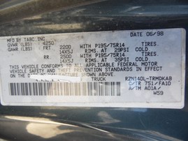 1998 TOYOTA TACOMA DARK GREEN STD CAB 2.4L MT 2WD Z18327